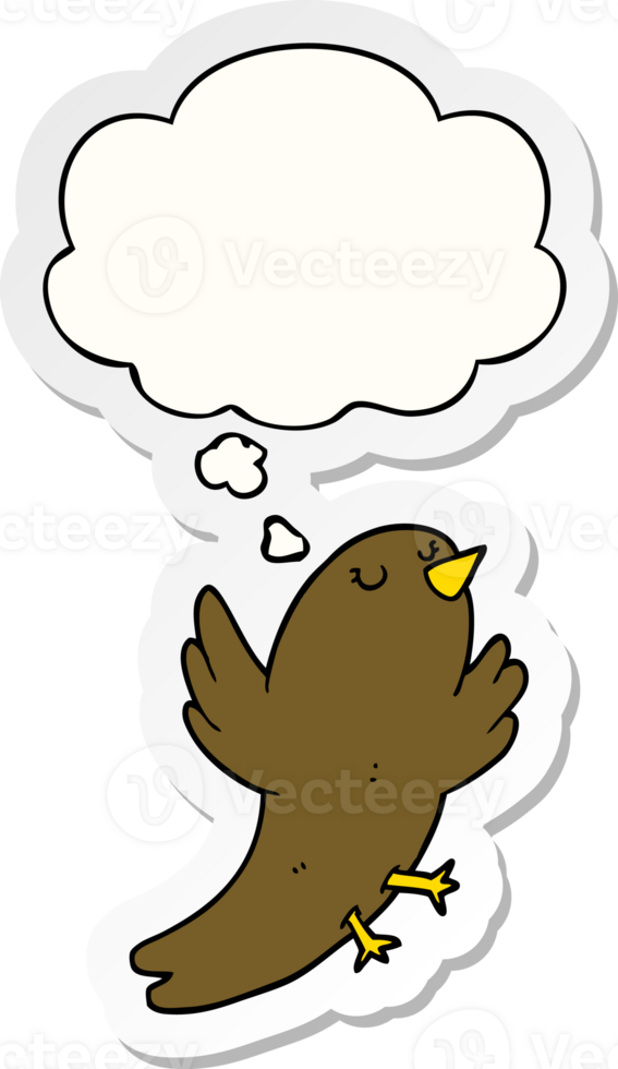 cartoon bird with thought bubble as a printed sticker png