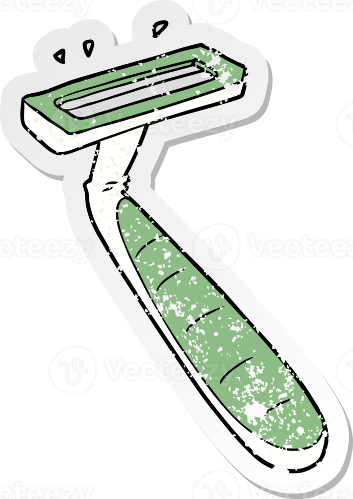 distressed sticker of a cartoon disposable razor png