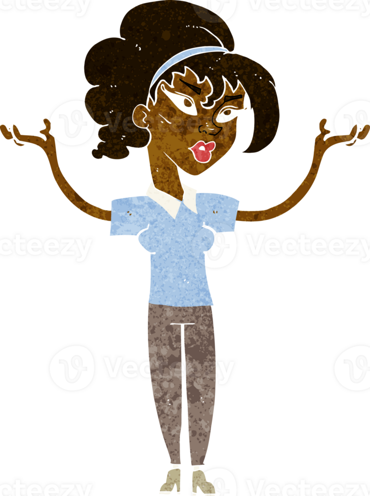 cartoon woman raising hands in air png
