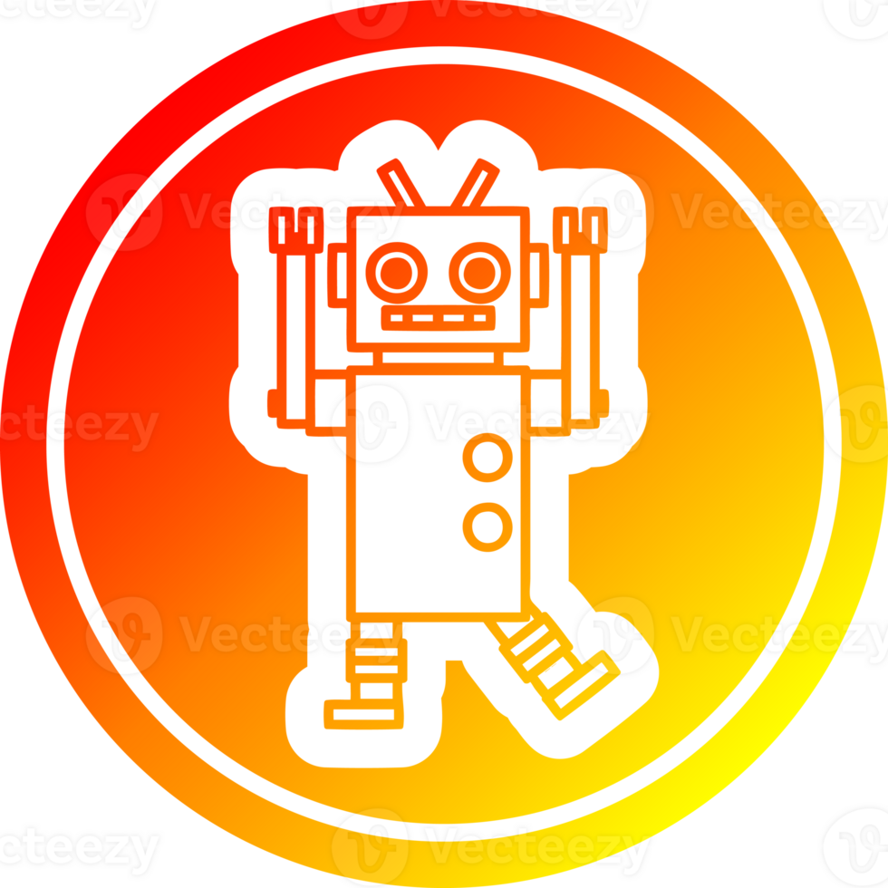 dancing robot circular icon with warm gradient finish png