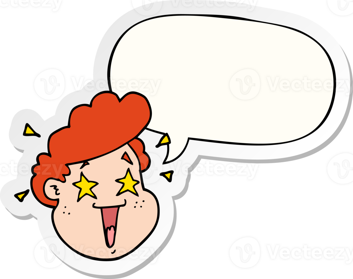 cartoon happy face with speech bubble sticker png