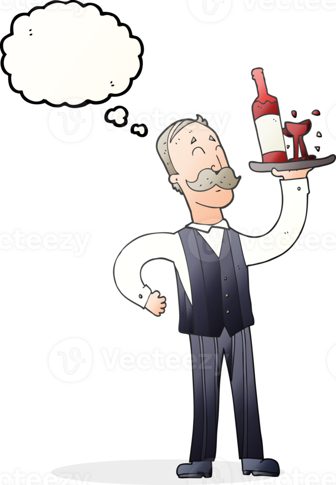 drawn thought bubble cartoon waiter png