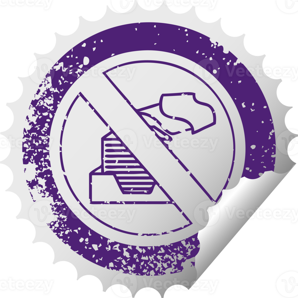 distressed circular peeling sticker symbol of a paperless office symbol png