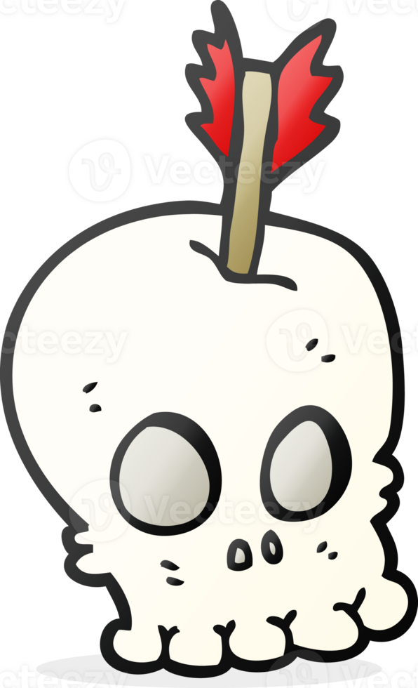 drawn cartoon skull with arrow png