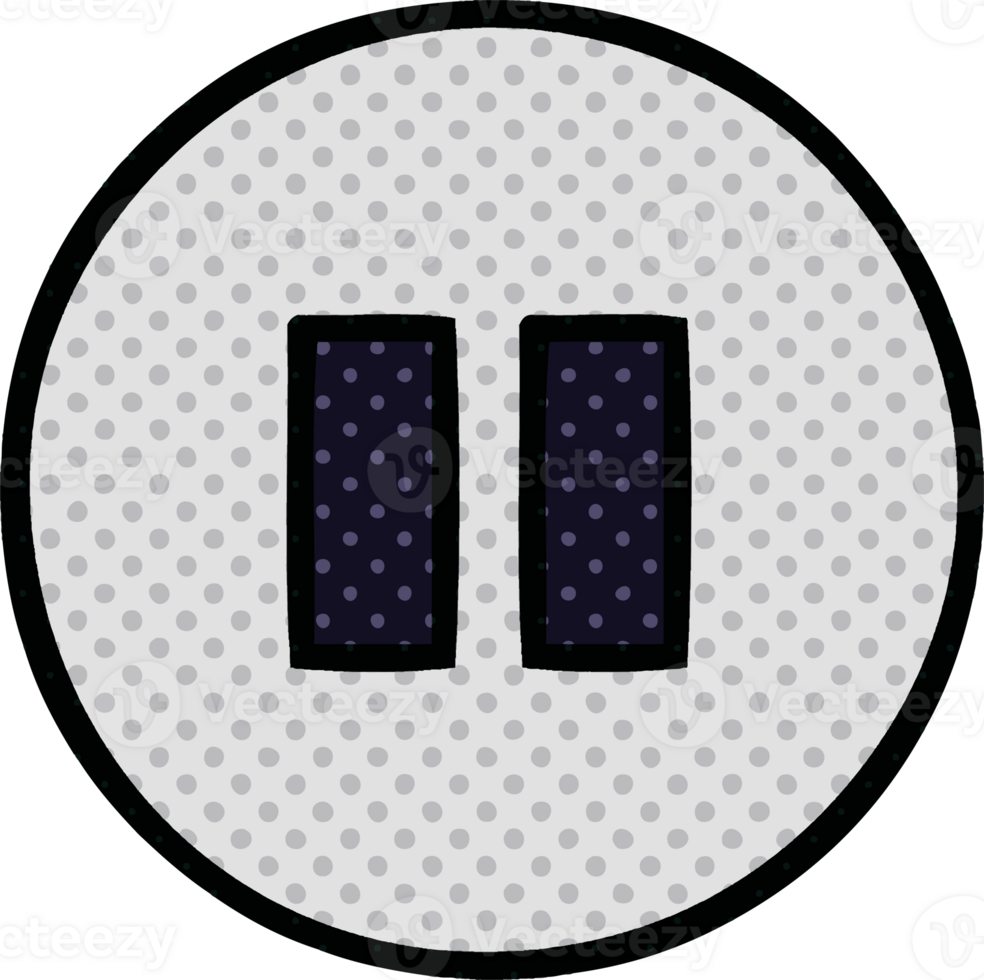 comic book style cartoon of a pause button png