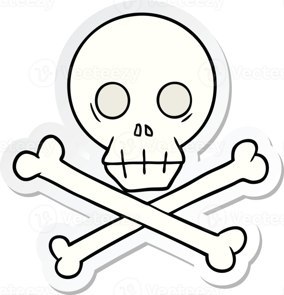 sticker of a cartoon skull and crossbones png