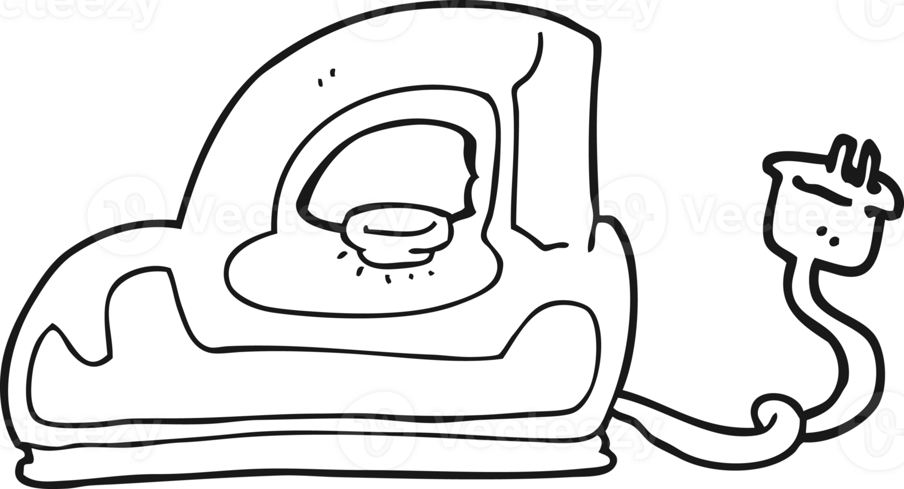 drawn black and white cartoon iron png