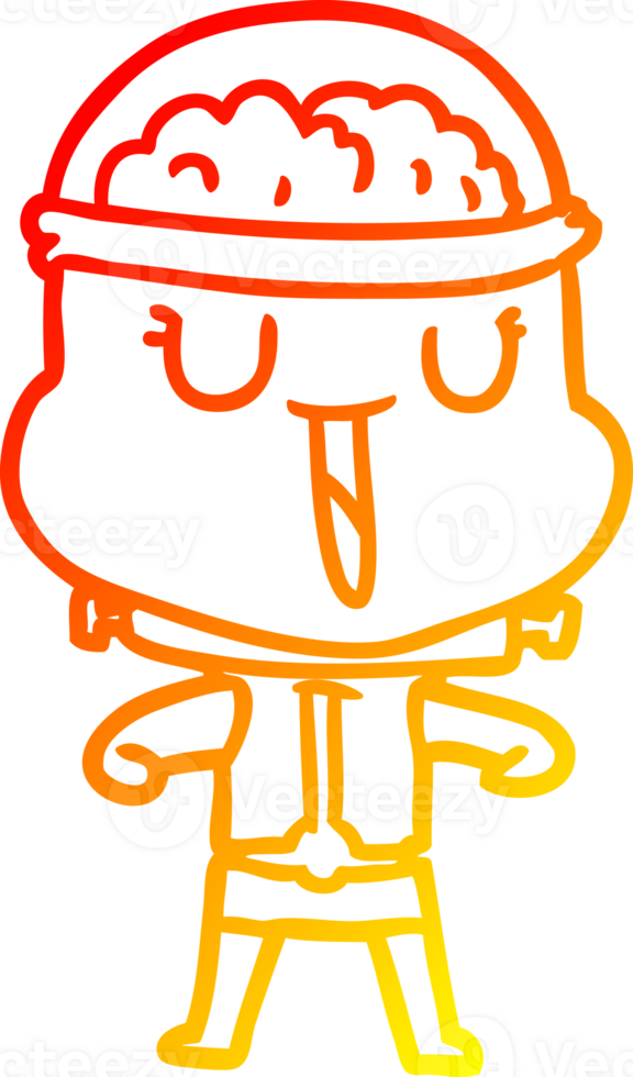 warm gradient line drawing of a happy cartoon robot png