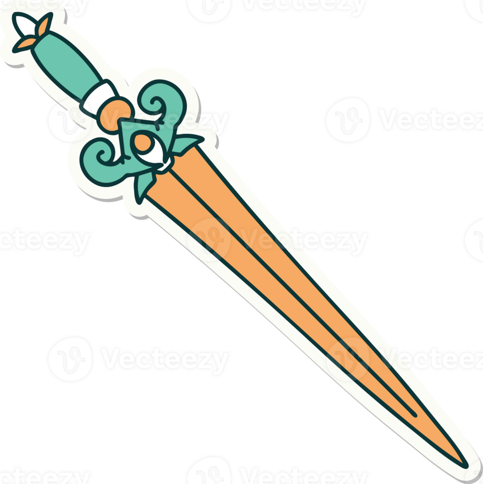sticker of tattoo in traditional style of a dagger png