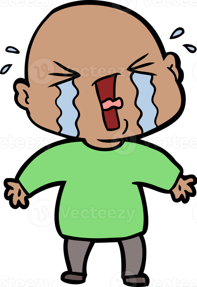 cartoon crying bald man png