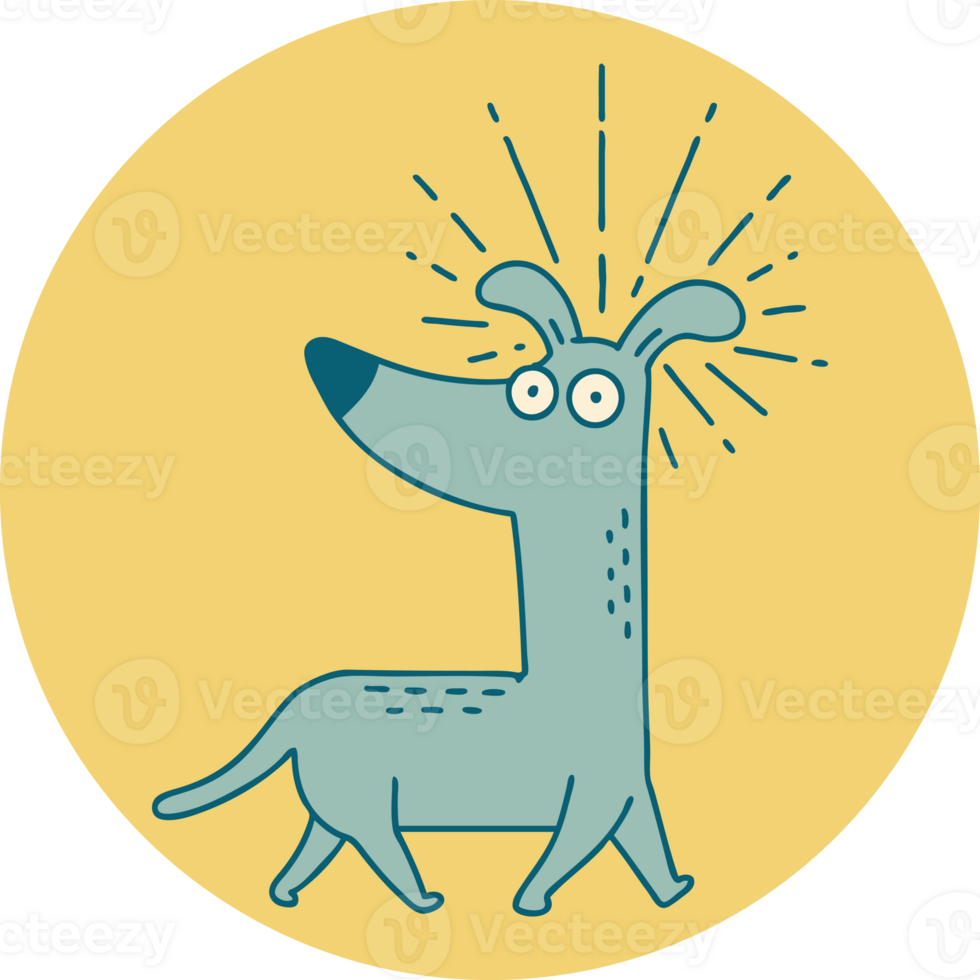 icon of a tattoo style surprised dog png