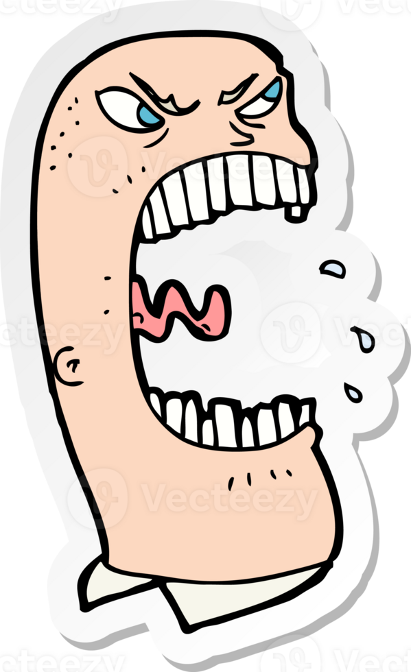 sticker of a cartoon furious man shouting png