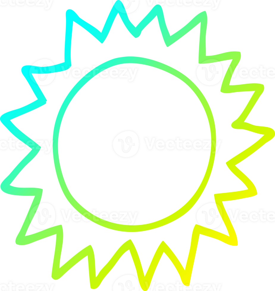 cold gradient line drawing of a cartoon sun png