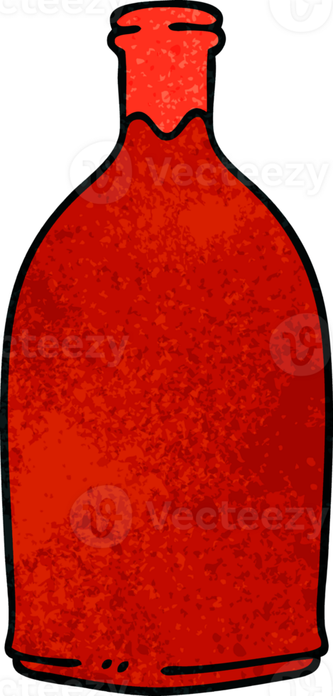 hand drawn quirky cartoon red wine bottle png