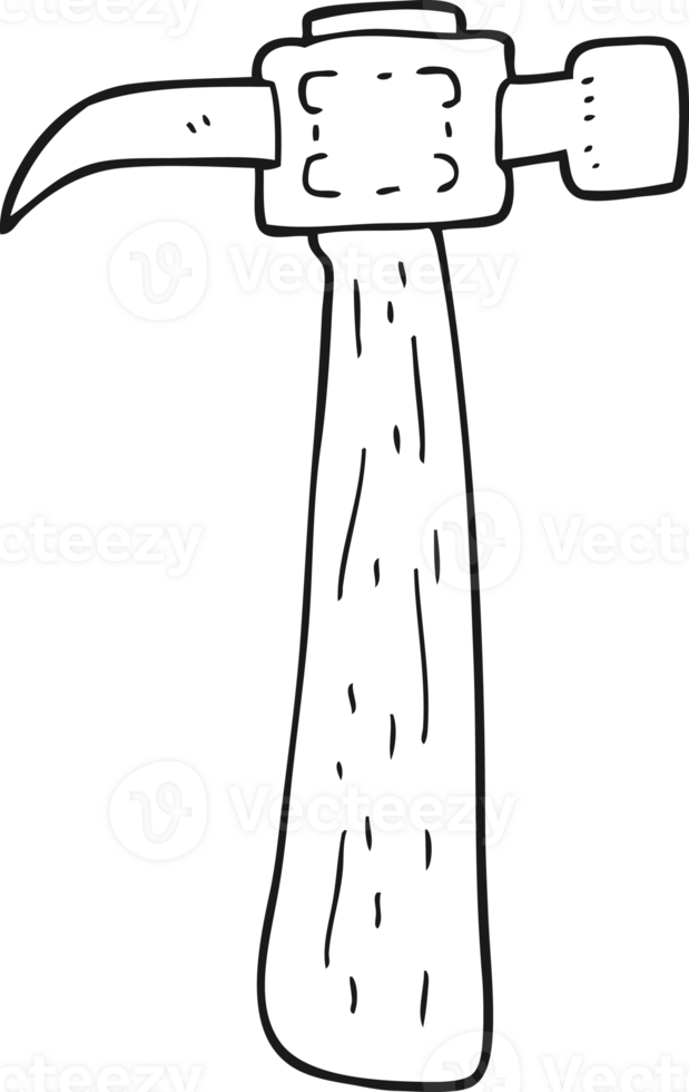 drawn black and white cartoon hammer png