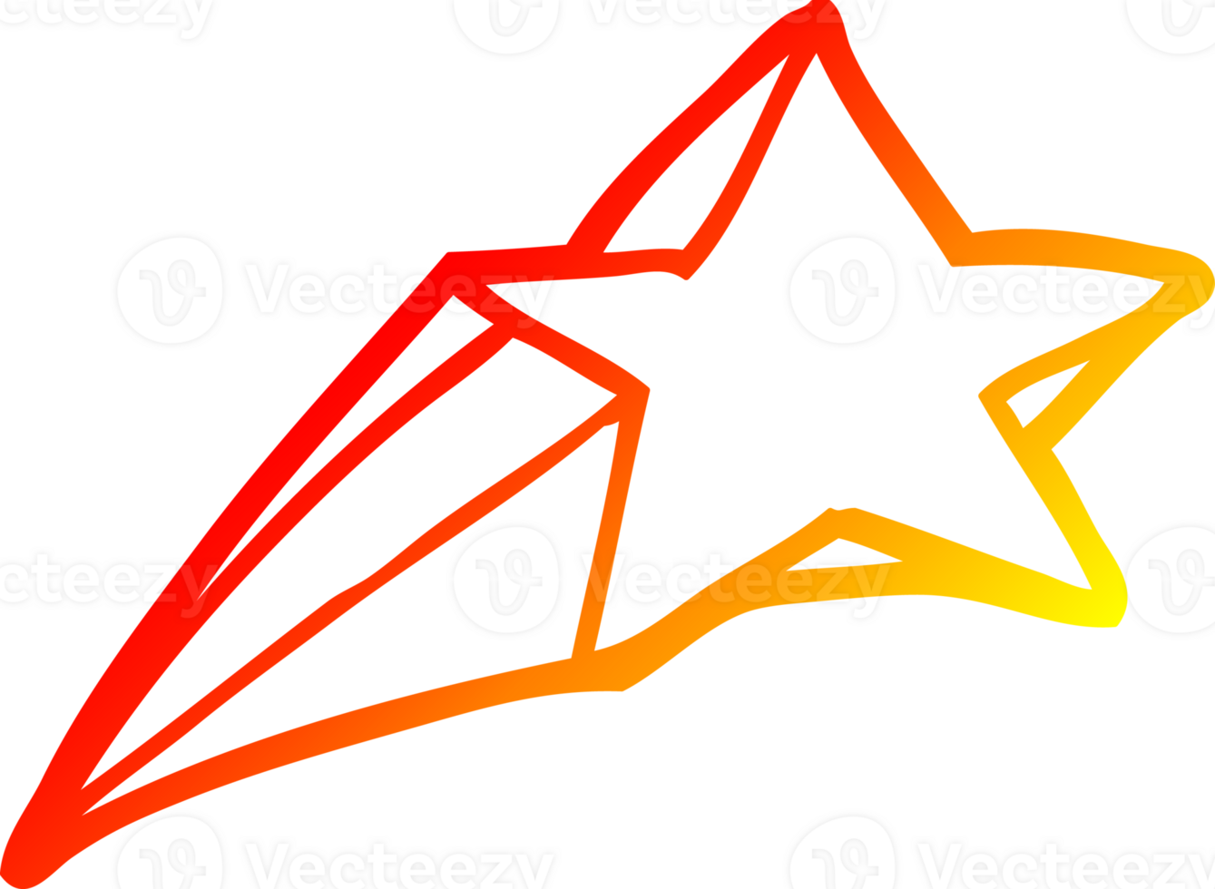 warm gradient line drawing of a shooting star decorative cartoon png