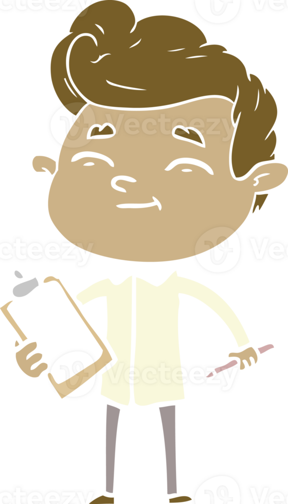happy flat color style cartoon man png