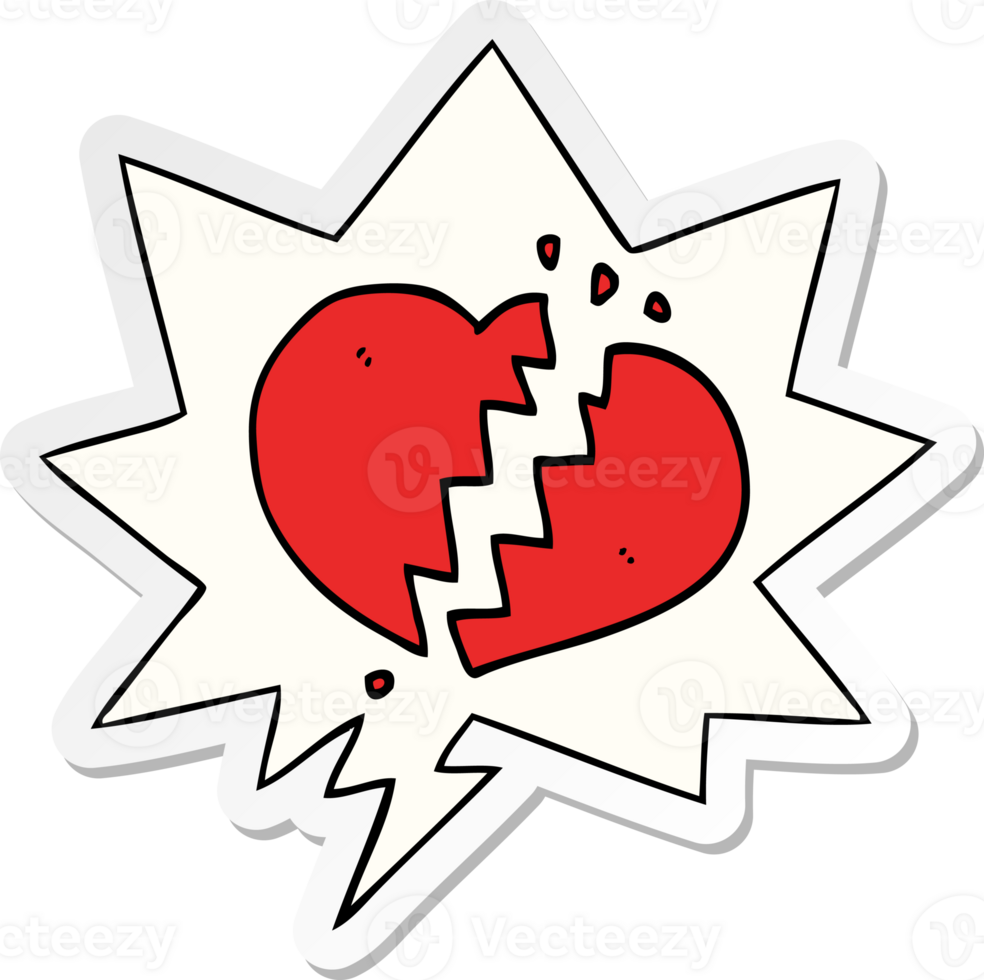 cartoon broken heart with speech bubble sticker png