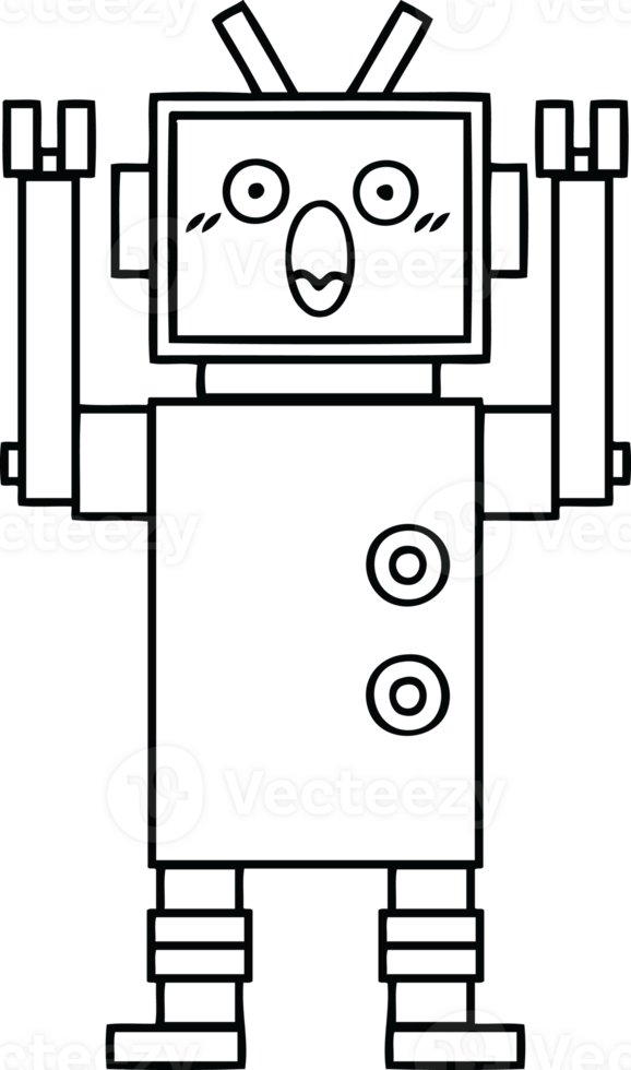 linje teckning tecknad serie av en robot png