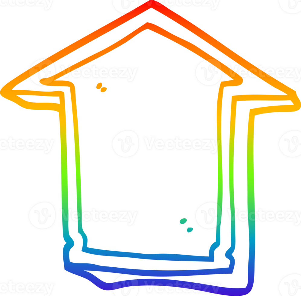 rainbow gradient line drawing of a cartoon direction arrow png