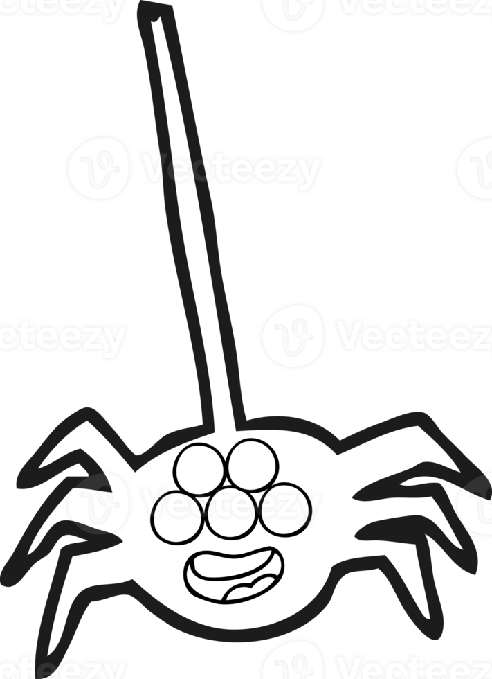 drawn black and white cartoon halloween spider png