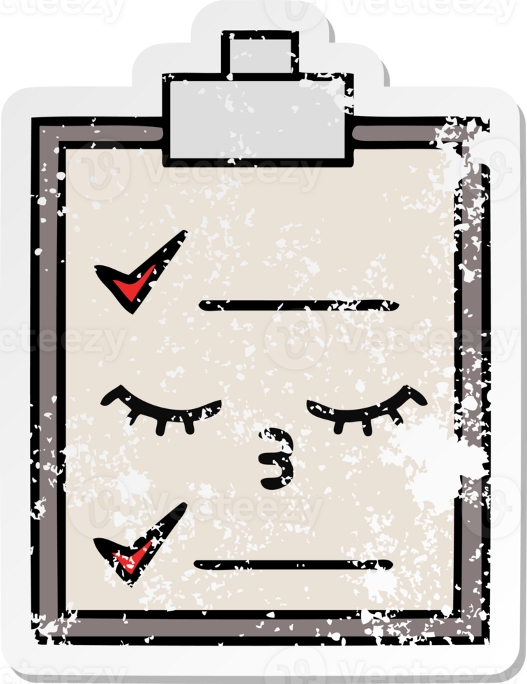 distressed sticker of a cute cartoon check list png