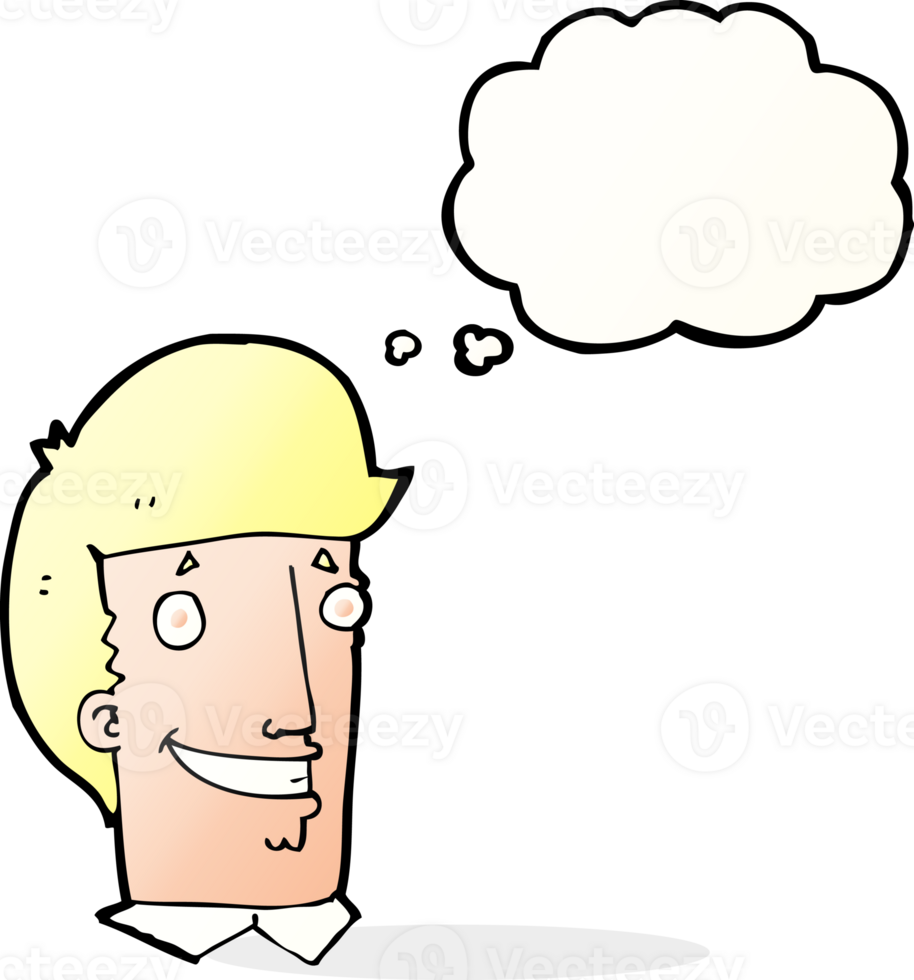 cartoon happy man with thought bubble png