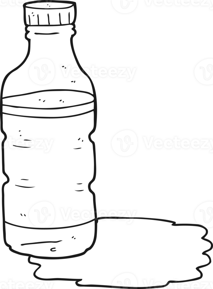drawn black and white cartoon water bottle png