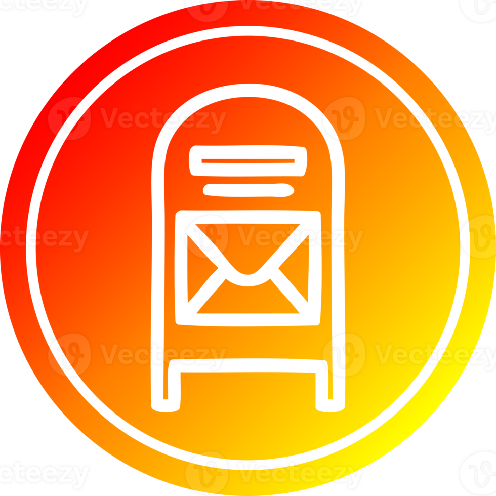 enviar caixa circular ícone com caloroso gradiente terminar png