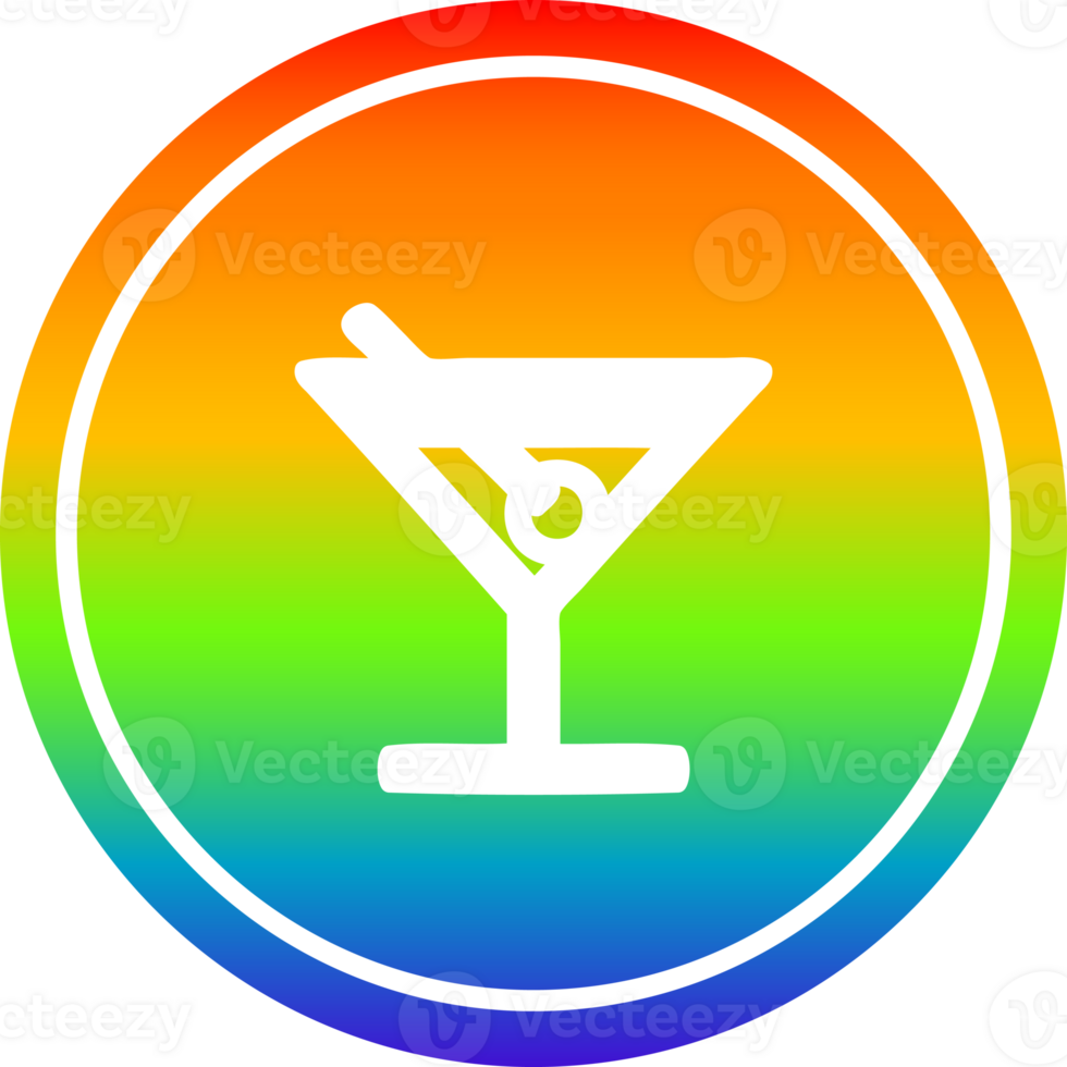 cocktail with olive circular icon with rainbow gradient finish png