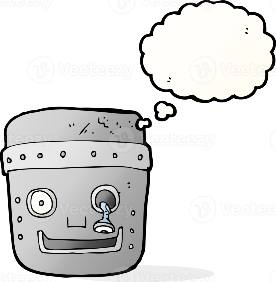 cartoon robot head with thought bubble png
