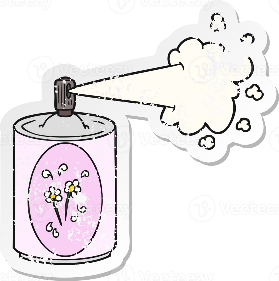 distressed sticker of a cartoon aerosol freshener spray can png