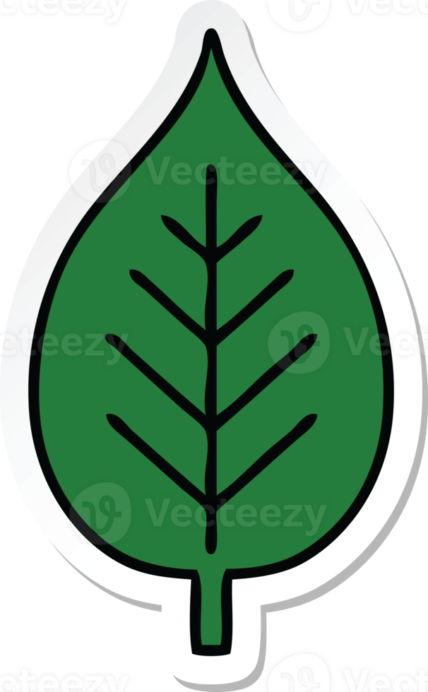 sticker of a cute cartoon green leaf png