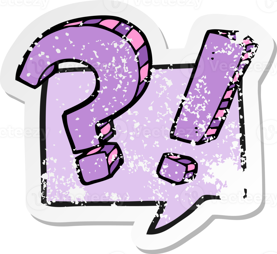 retro distressed sticker of a cartoon question speech bubble png