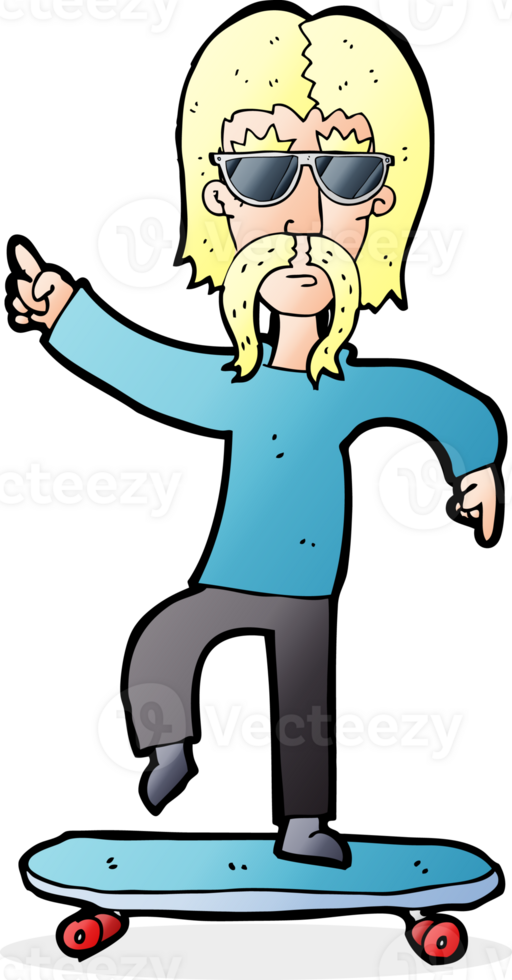 cartoon older man on skateboard png