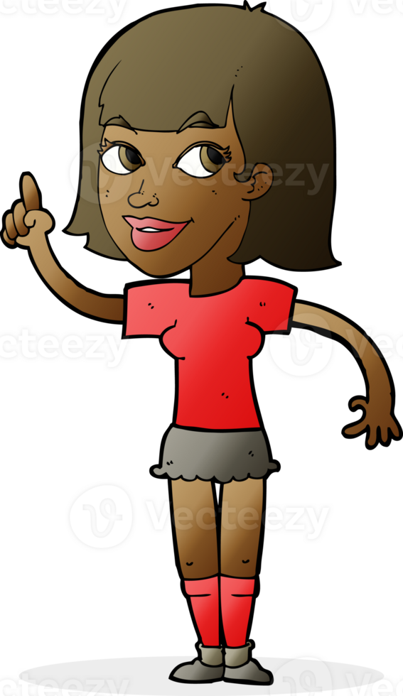 cartoon pretty girl with idea png