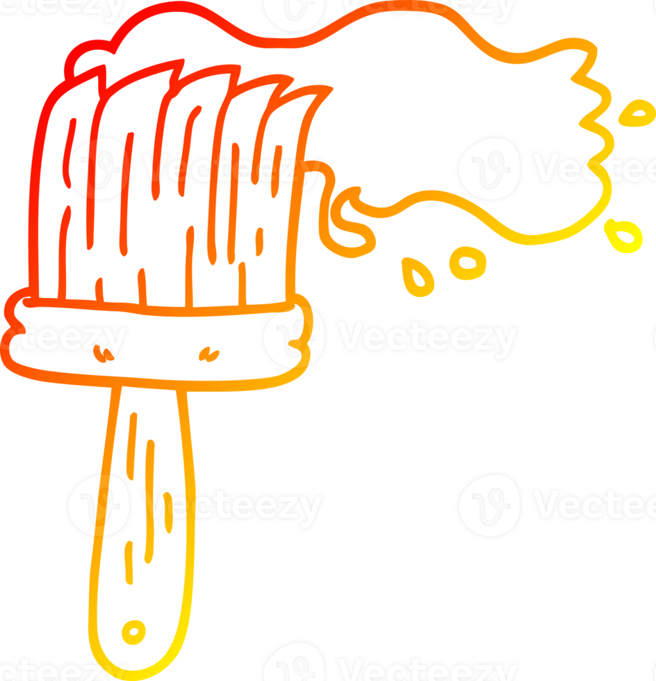 warm gradient line drawing of a cartoon paint brush png
