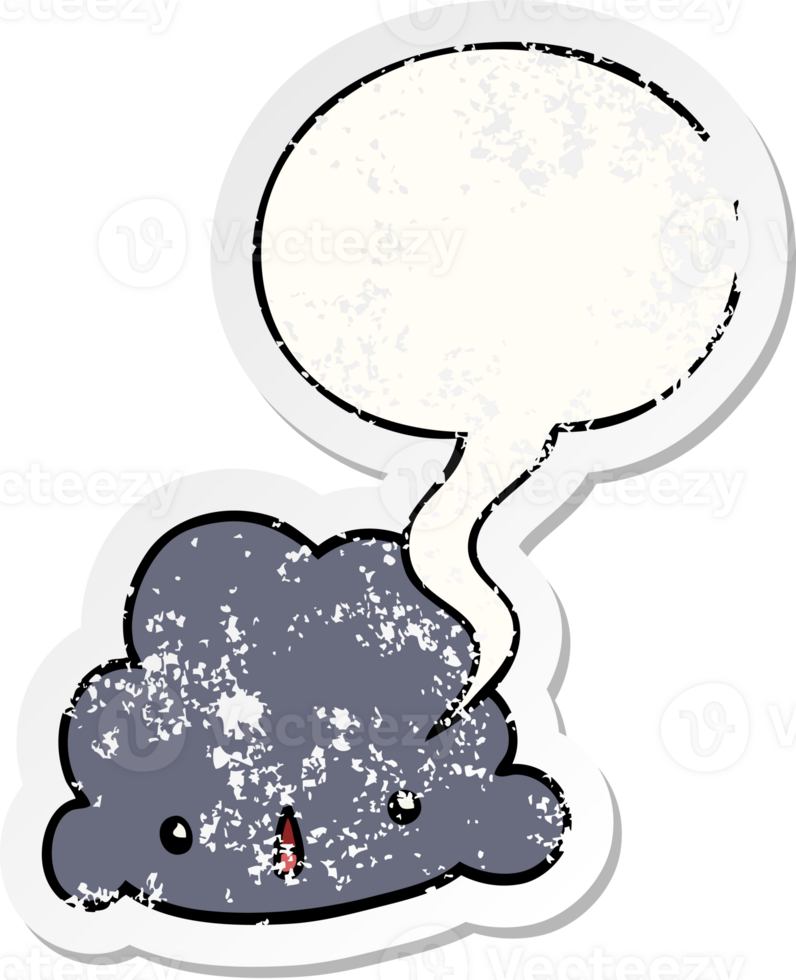 cartoon cloud with speech bubble distressed distressed old sticker png