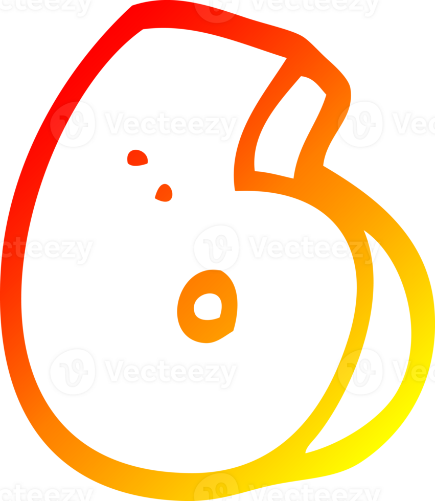 warm gradient line drawing of a cartoon number six png