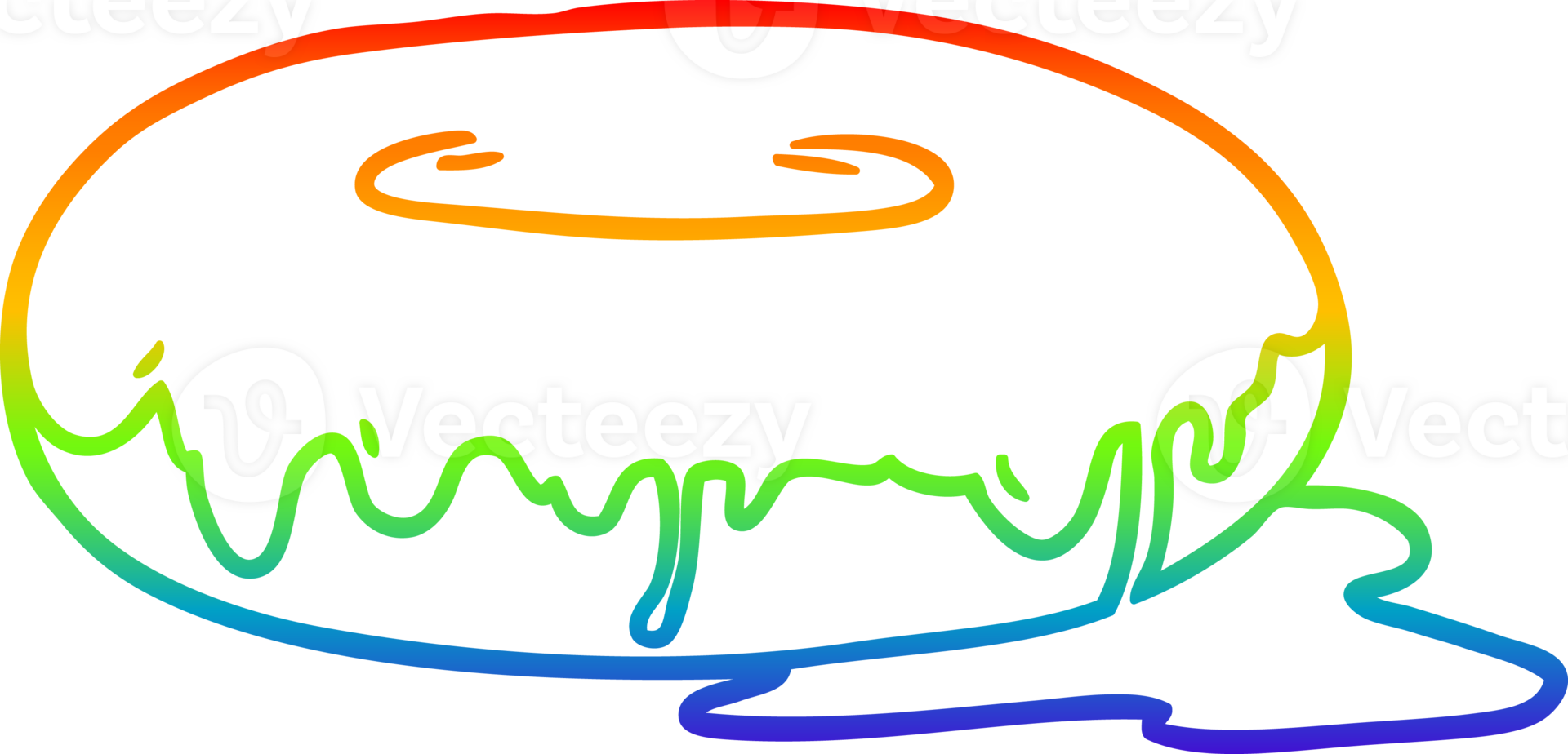 rainbow gradient line drawing of a Cartoon donut png