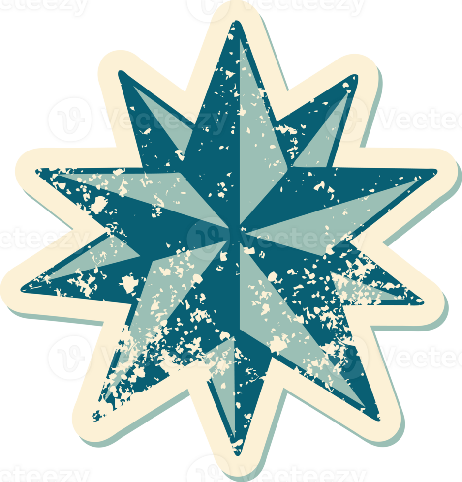 iconic distressed sticker tattoo style image of a star png