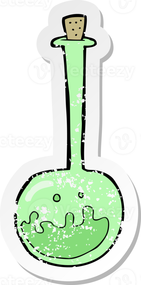 retro distressed sticker of a cartoon bubbling chemicals png