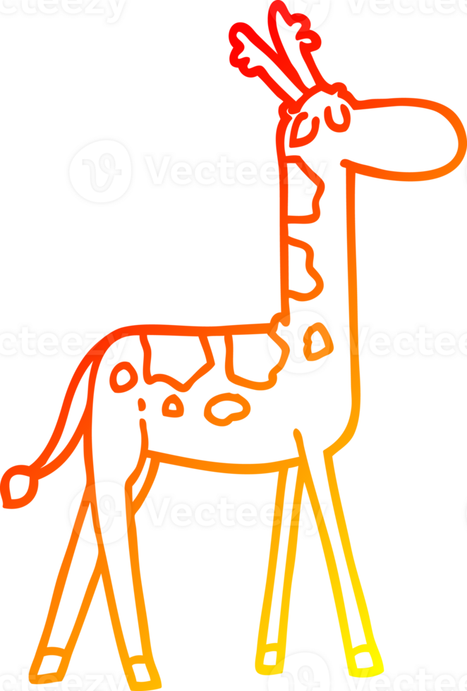 warm gradient line drawing of a cartoon funny giraffe png