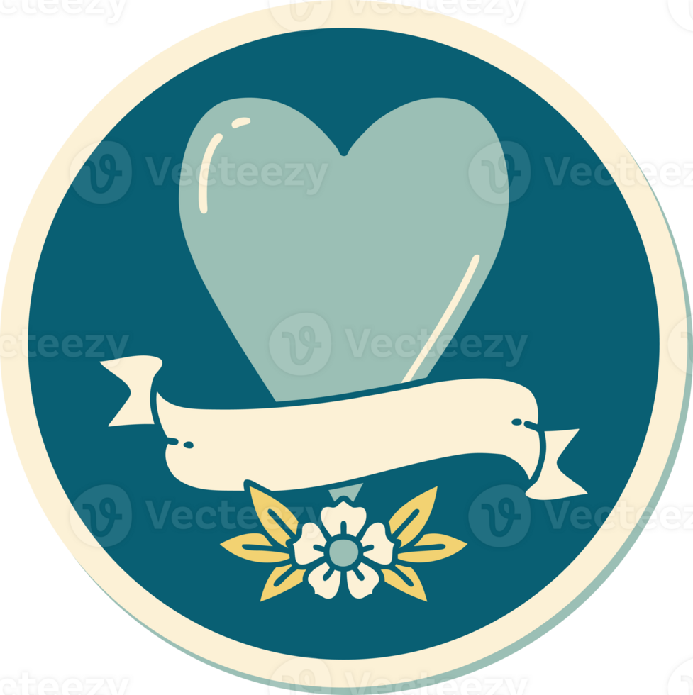 sticker of tattoo in traditional style of a heart and banner png