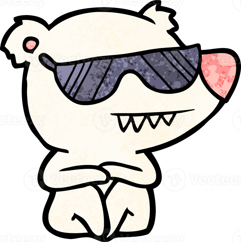 cool polar bear cartoon sitting png