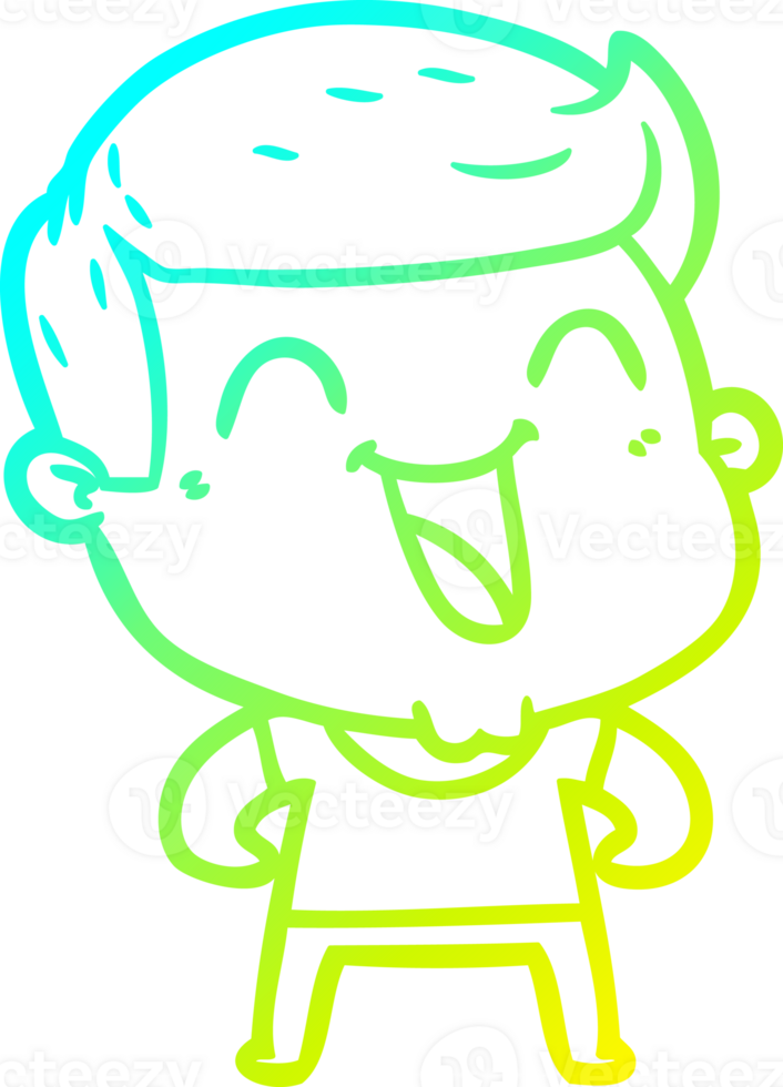 cold gradient line drawing of a cartoon man laughing png