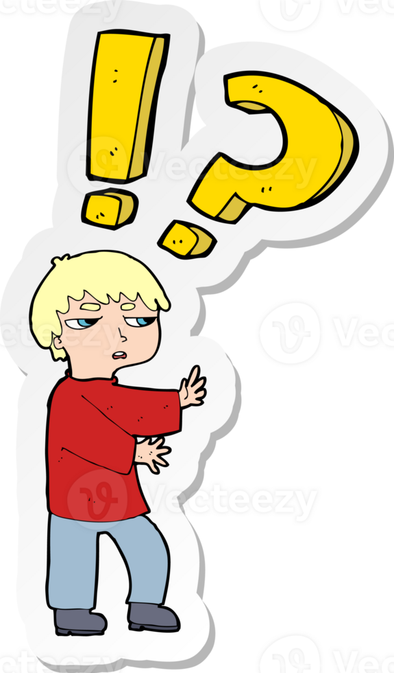 sticker of a cartoon confused boy png