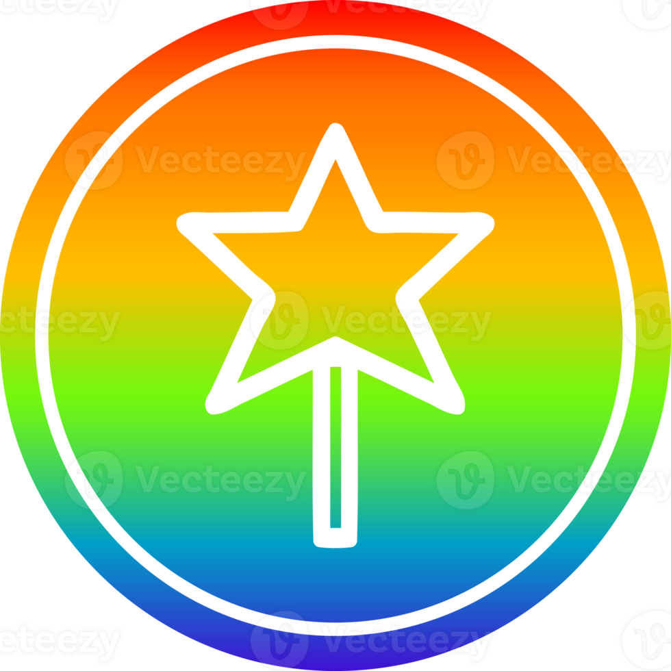 magic wand circular icon with rainbow gradient finish png
