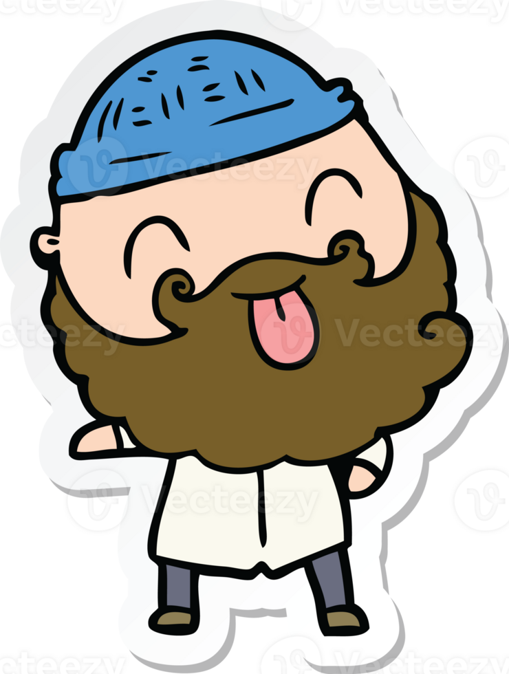 sticker of a man with beard sticking out tongue png