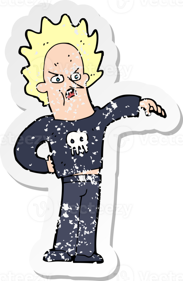 retro distressed sticker of a cartoon nasty boy png
